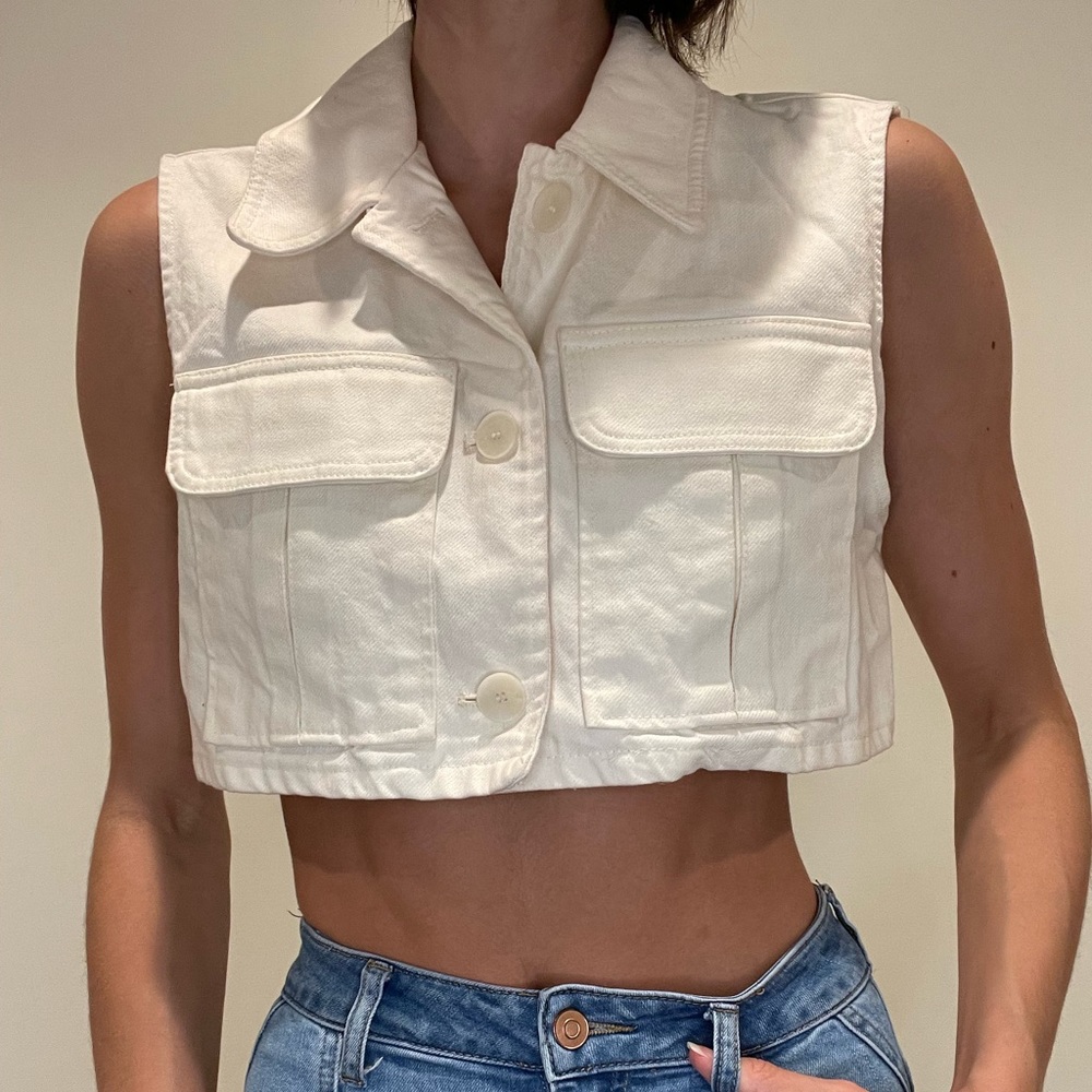 ZARA WHITE DENIM VEST